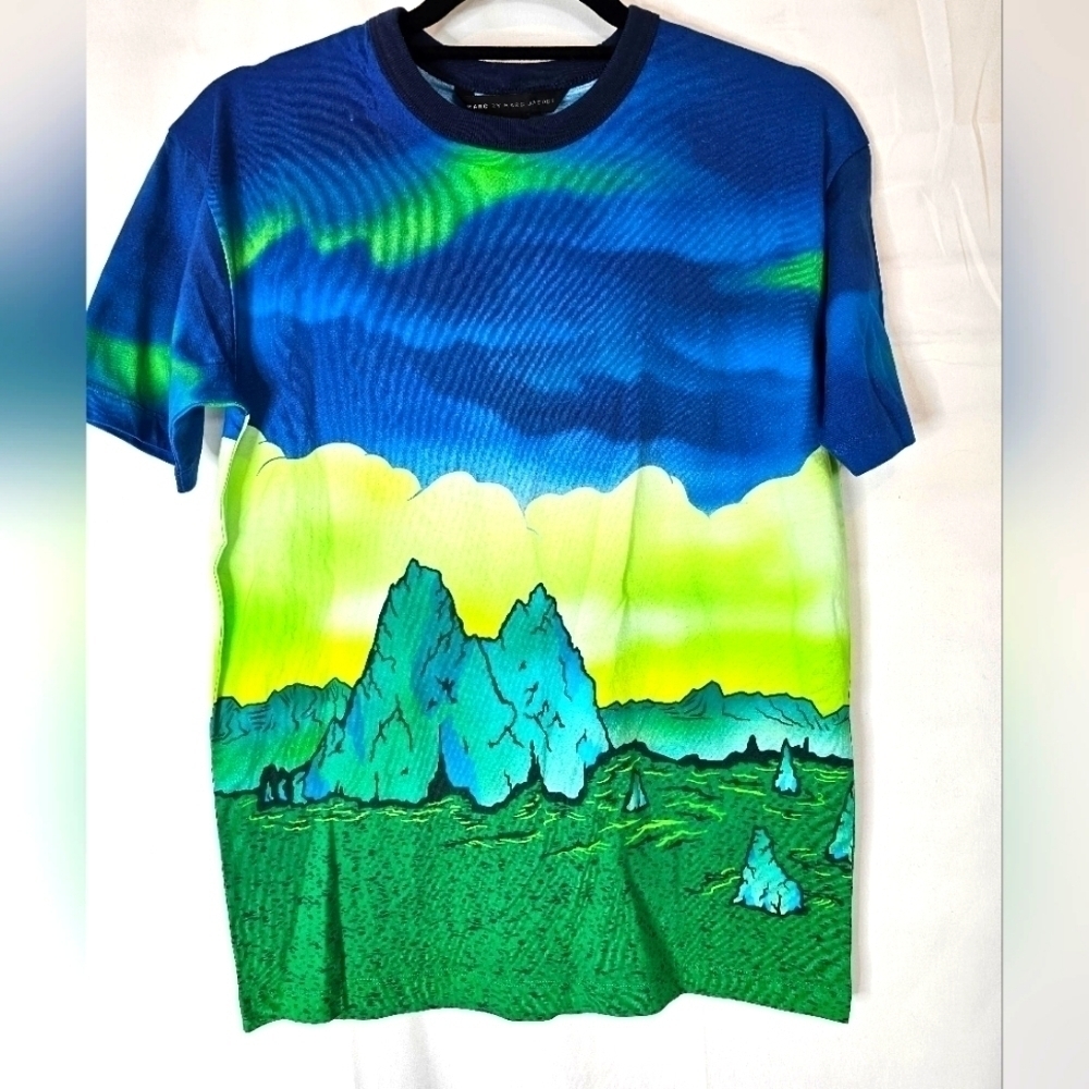 Marc by Marc Jacobs size XXS Men's Mars Scape vibrant green and blue NWT - Picture 2 of 7
